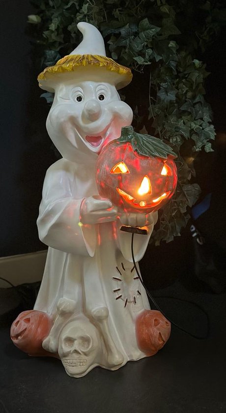Goodyz - Spook beeld - Spookje- met pompoen - lampje - 75cm hoog