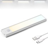 Brendz Éclairage d'armoire LED avec détecteur de mouvement, bande LED rechargeable USB-C, 3 températures de couleur, éclairage de cuisine à intensité variable, éclairage magnétique pour Armoires, couloirs, chambres, 20 cm, Argent