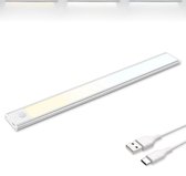 Brendz Éclairage d'armoire LED avec détecteur de mouvement, Bande LED rechargeable USB-C, 3 températures de couleur, Éclairage de cuisine à intensité variable, Éclairage magnétique pour Armoires, couloirs, chambres, 40 cm, Argent