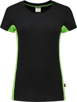 Tricorp T-shirt Bi-color Dames - 102003 - zwart / lime - maat L
