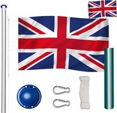 tectake - Vlaggenmast in hoogte verstelbaar - aluminium - incl. vlag Engeland UK - max. hoogte 565cm - 404770