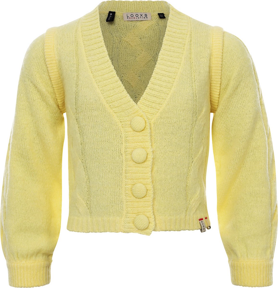Looxs 10sixteen Knitted Cardigan Truien & Vesten Meisjes - Sweater - Hoodie - Vest- Geel - Maat 164