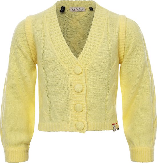 Looxs 10sixteen Knitted Cardigan Truien & Vesten Meisjes - Sweater - Hoodie - Vest- Geel - Maat 164