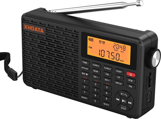 Retekess TR633 Portable Radio,AM FM Radio Mains and Battery,Transistor, Headphone Jack, Grote luidspreker, Eenvoudig voor ouderen (zwart
