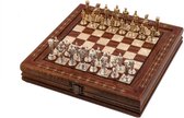 Handgemaakte houten schaakbord met opbergsysteem - Metalen Schaakstukken - Luxe uitgave - Schaakspel - Schaakset - Schaken - Chess - 30,5 x 30,5 cm