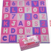Tapis de puzzle XXL avec 36 pièces pour enfants, EVA antidérapant - tapis de jeu, pouvant être attachés les uns aux autres, y compris les bords 30 x 30 x 1 cm - tapis pour enfants, puzzle avec chiffres et lettres, sac inclus