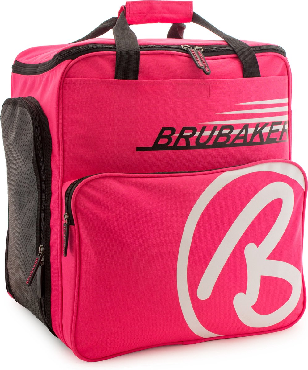 BRUBAKER Super Champion - Skischoen tas - Snowboardschoen tas - Rugzak - Helmtas - Wintersport tas met apart schoenenvak - 43 L - Roze - Wit - Limited Edition