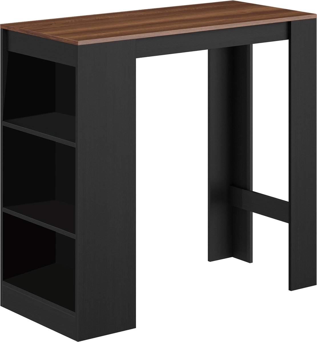 Hoppa! Bartafel - Bartafels - Industrieel - Bruin/Zwart - 110 x 50 x 103 cm (LxBxH)