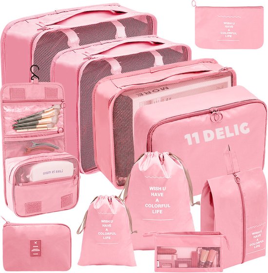 Coverzs Packing Cubes set 11 delig (roze) Kleding organizer set
