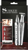 Surker SK-212 - Tondeuse à poils de nez, tondeuse à moustache et barbe, tondeuse à oreilles, tondeuse à sourcils en acier inoxydable - 2 accessoires