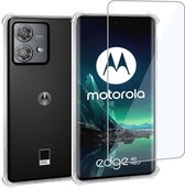 Geschikt voor Motorola Edge 40 Neo Hoesje + Screenprotector – Gehard Glas Cover + Shock Proof Case – Transparant