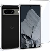 Geschikt voor Google Pixel 8 Pro Hoesje + Screenprotector – Gehard Glas Cover + Shock Proof Case – Transparant