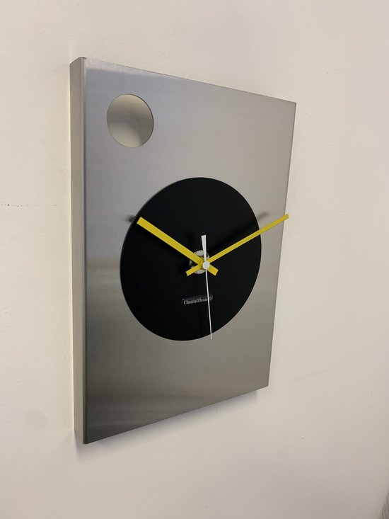 Horloge murale CHANTALBRANDO CYCLOP == ARGENT & BLACK == DESIGN MODERNE = NOIR & ARGENT