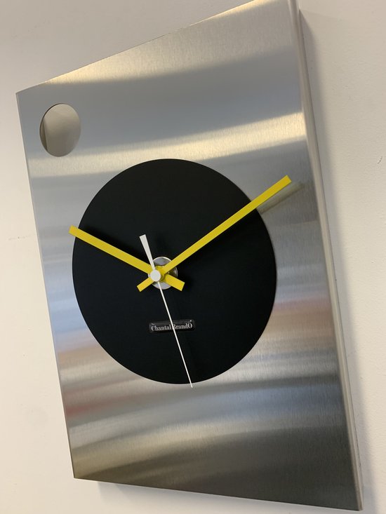 Horloge murale CHANTALBRANDO CYCLOP == ARGENT & BLACK == DESIGN MODERNE = NOIR & ARGENT