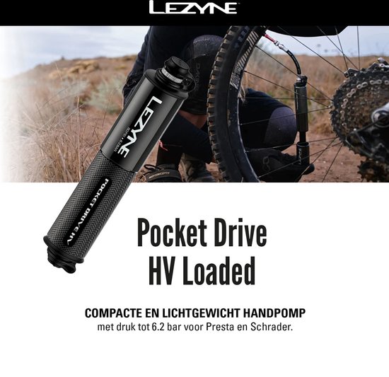 Lezyne Pocket Drive HV Loaded Handpomp Fietspomp Tot 6.2 bar
