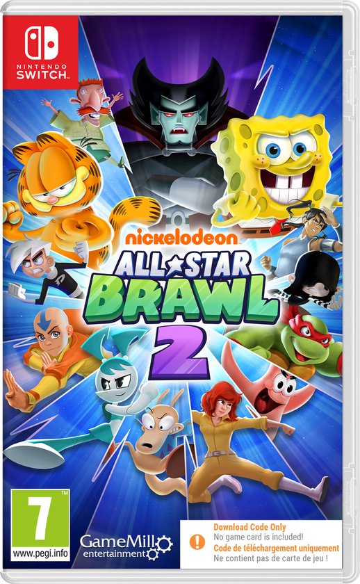 Speldoos van Nickelodeon All-Star Brawl 2 met SpongeBob, Garfield en andere Nickelodeon karakters.