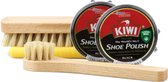 Kiwi set de cirage noir - brosses - chiffon - crème