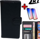 iPhone 14 Plus Bookcase Telefoon hoesje Stevige Portemonnee Wallet Case – Pasjeshouder - Kunstleer – Zwart - 2x Gratis Screen Protector