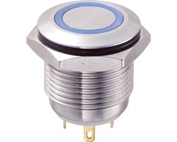 TRU COMPONENTS 701855 GQ16F-10E/J/B/12V Vandalismebestendige druktoets 48 V/DC 2 A 1x uit/(aan) Moment Blauw IP65 1 stu