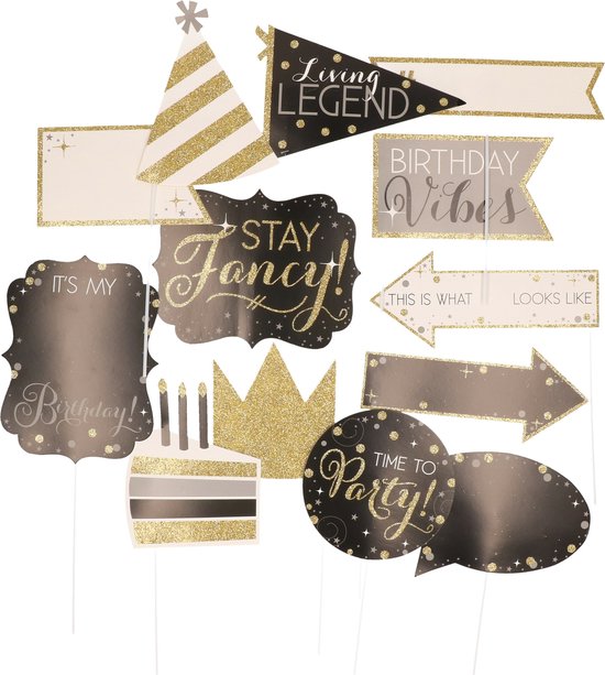 Foto: Amscan verjaardag foto prop set 13 delig beschrijfbaar birthday party photo booth accessoire