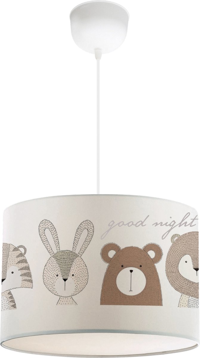 Kinder hanglamp Rugby wit met dierenmotief lux.pro