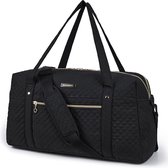 Reistas Handbagage, weekender damesnachttas grote draagtas met schoenenvak, laptopvak, elektronica, zwart