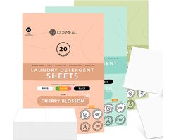 Cosmeau Proefpakket 3x20 Wasmiddeldoekjes Wasstrips 60 Wasbeurten - Kersenbloesem - Wilde Bossen - Lentefris - Wasmiddel - Detergent Sheets