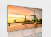 Windmolens 120x80 cm, Canvas schilderij uitgerekt op het frame, 100% katoen, Wanddecoratie