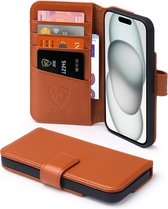 iPhone 15 Hoesje - Luxe MobyDefend Wallet Bookcase - Lichtbruin - GSM Hoesje - Telefoonhoesje Geschikt Voor iPhone 15