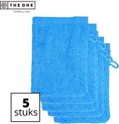 The One Towelling Washandjes - Washanden - Voordeelverpakking - 100% Katoen - 16 x 21 cm - Aqua Azure - 5 Stuks