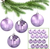 Boules de Noël violettes, lot de boules de Noël en plastique, décorations pour sapin de Noël 8 cm, 16 pcs.