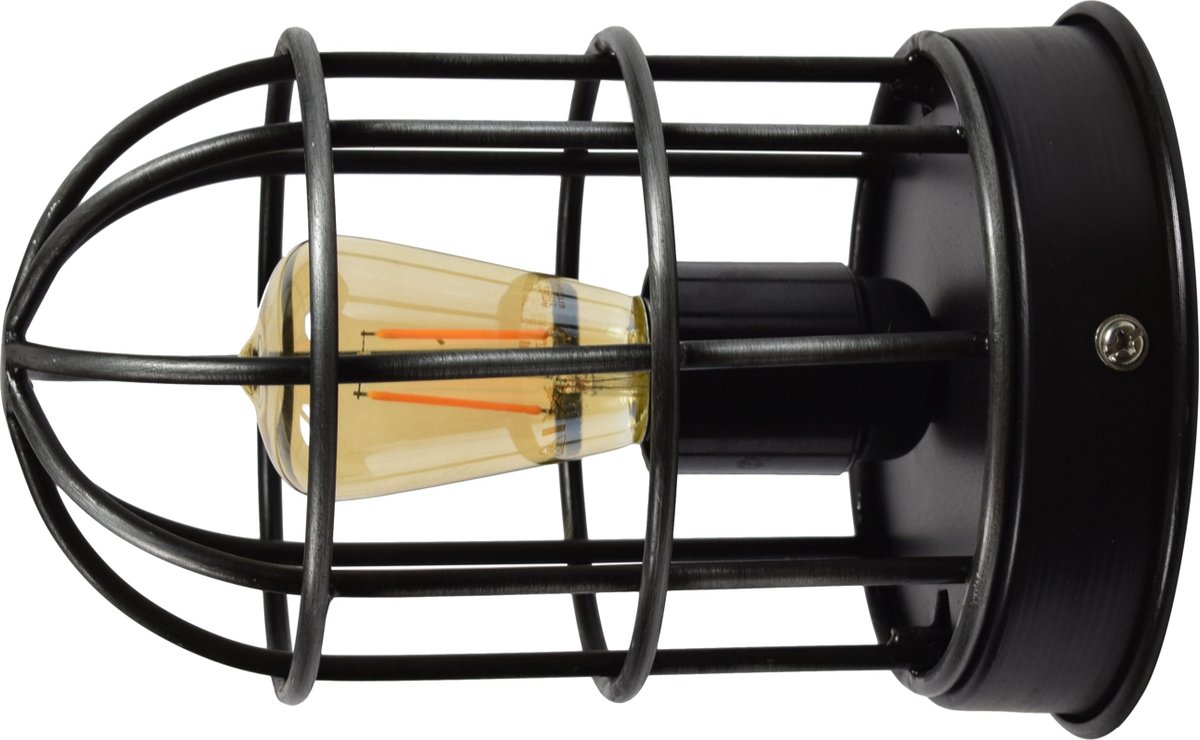 Urban Interiors Barn Wandlamp Zwart - Metalen kooi - Ø12
