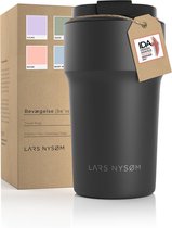 LARS NYSØM - 'Bevægelse' Thermos Coffee Mug-to-go 500ml - BPA-vrij met Isolatie - Lekvrije Roestvrijstalen Thermosbeker - Onyx Black