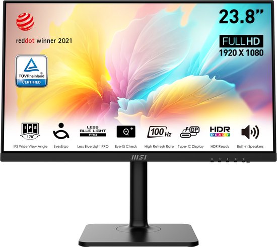 MSI Modern MD2412P computer monitor 60,5 cm (23.8") 1920 x 1080 Pixels Full HD LED Zwart
