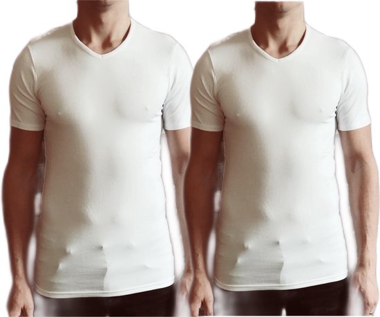 Dice mannen T-shirt 2-stuks met hoge V-hals wit maat XXL