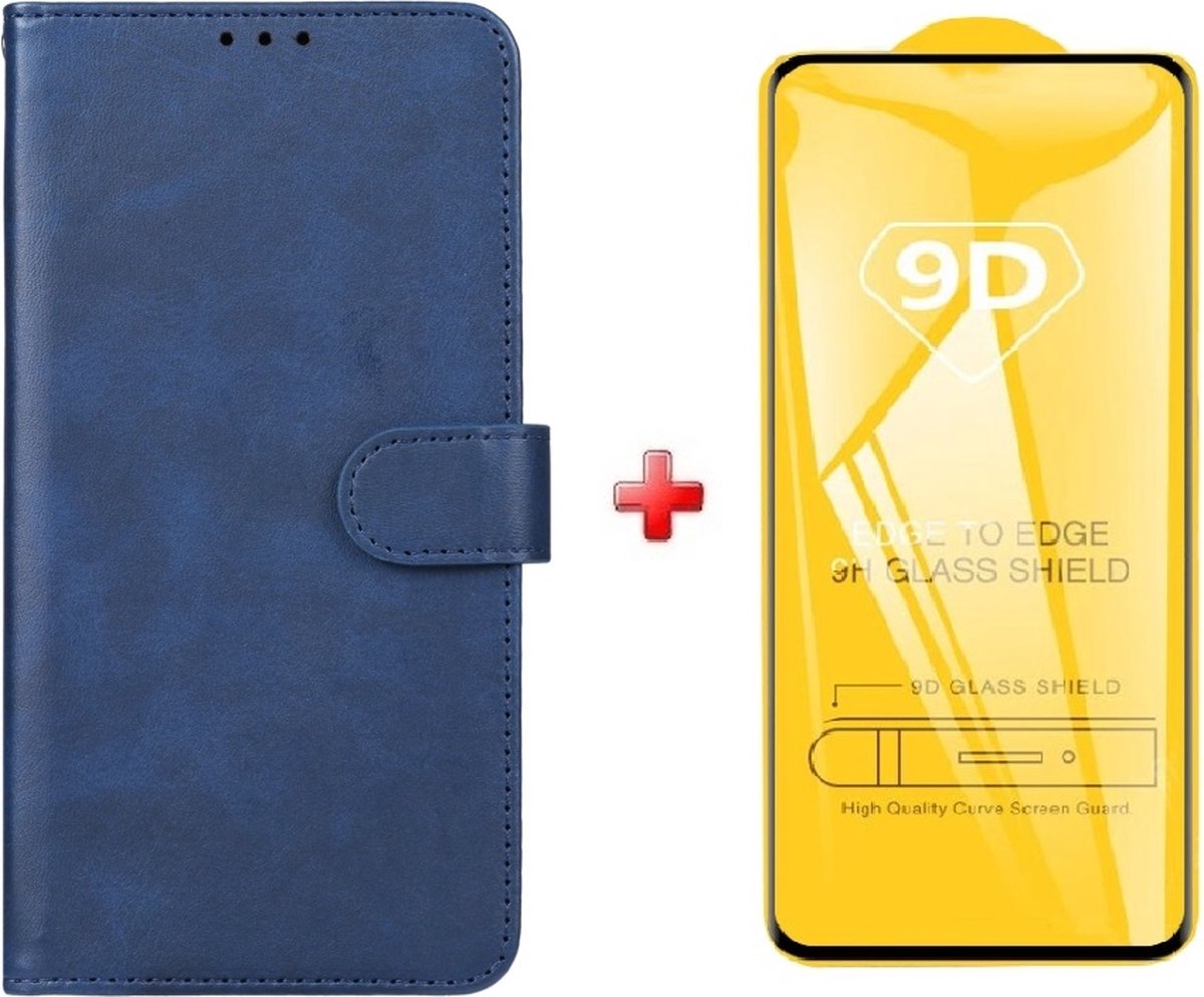 Xiaomi 13T / 13T Pro blauw agenda book case hoesje + full glas screenprotector