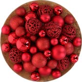 Giftsome Rode Kerstballen Set - 101 Stuks Kunststof Kerstballen - Incl. Piek - 3/4/6 cm