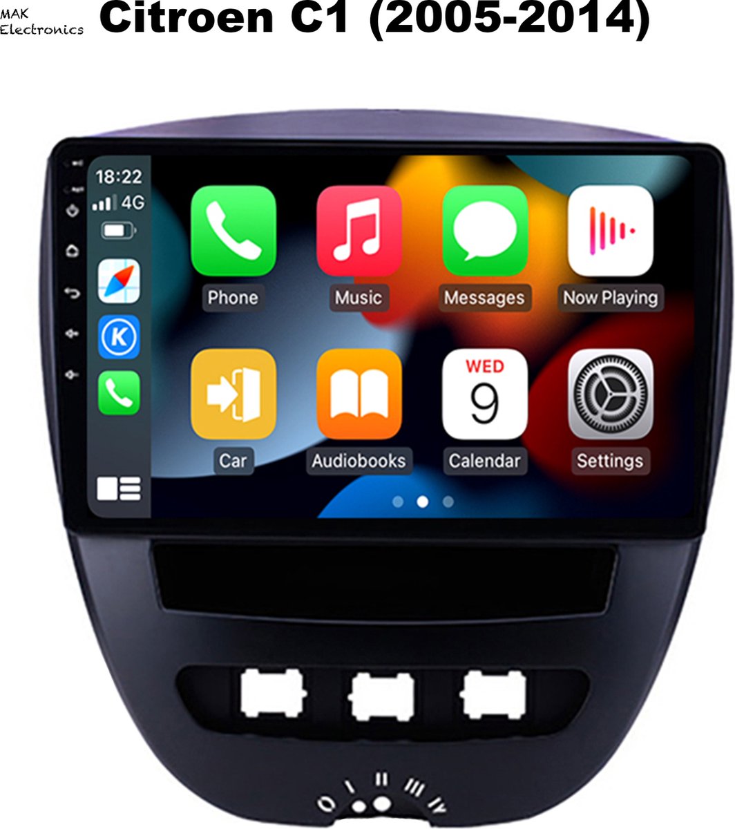 2023 Android Radio voor Citroën C1 (2005-2014) - Apple CarPlay, Android Auto, DAB+ Navigatie & Radio!