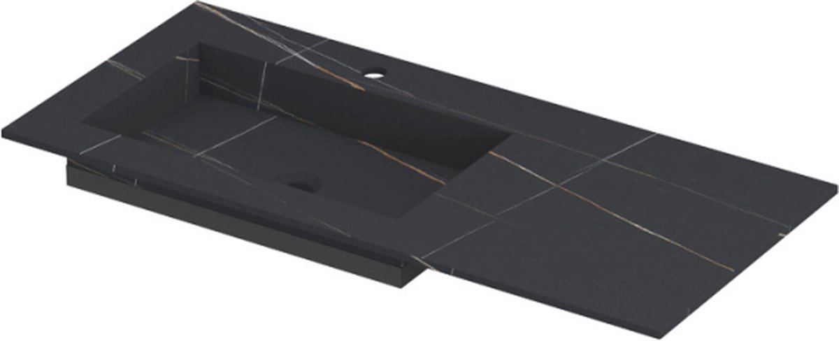 INK Post wastafel in keramische slab met envelop bodem wasbak links met 1 kraangat, 100x45x1cm, lauren black mat