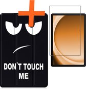 Hoes Geschikt voor Samsung Galaxy Tab A9 Hoes Tri-fold Tablet Hoesje Case Met Screenprotector - Hoesje Geschikt voor Samsung Tab A9 Hoesje Hardcover Bookcase - Don't Touch Me