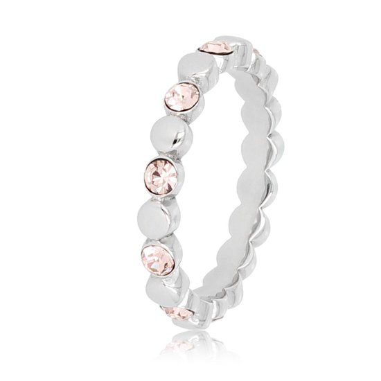My Bendel - Smalle zilveren ring met licht roze steentjes - Smalle zilveren ring met licht roze steentjes - Met luxe cadeauverpakking