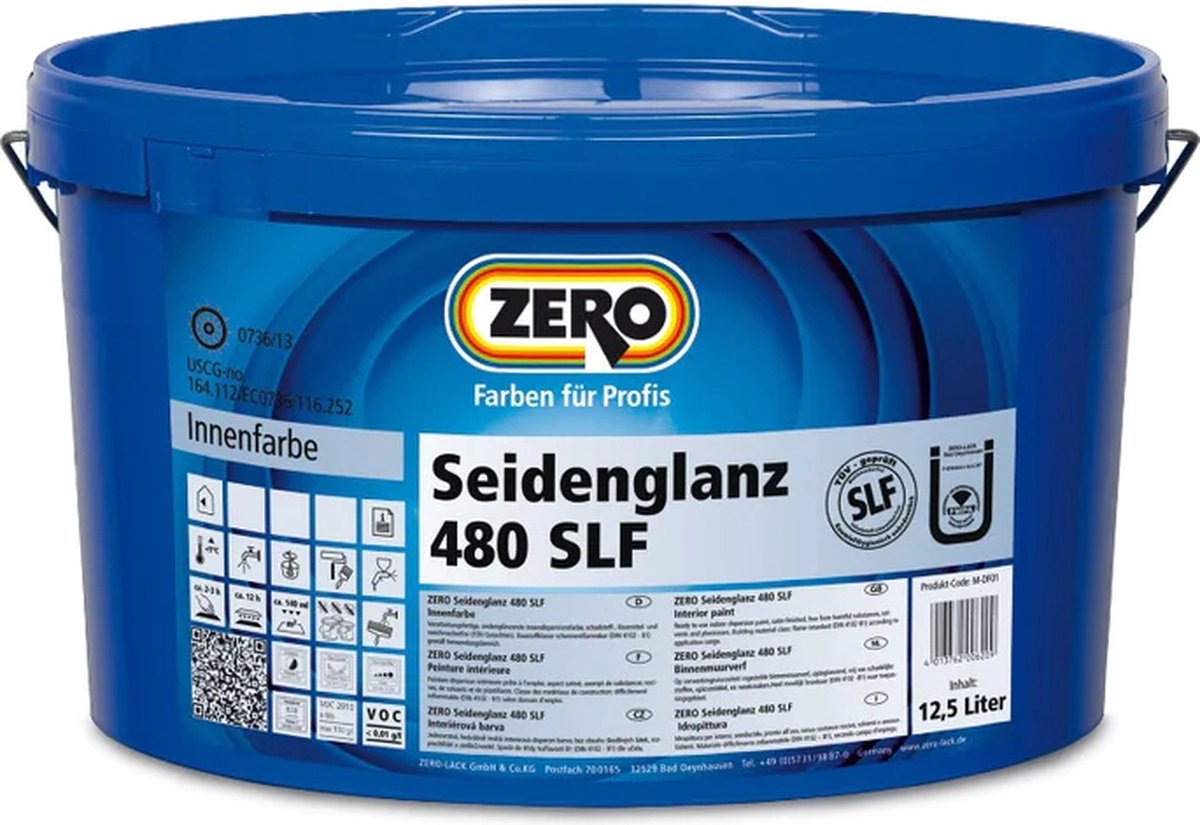 Zero Seidenglanz 480 SLF muurverf | 12.5 liter | Wit