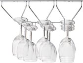 Kurtzy Chroom Staal Onder het Kastje Wijn Glas Houder Rek Met Schroeven & Muurpluggen – 34 x 32 cm – Glaswaren Hanger – Opslag Voor Bar & Keuken