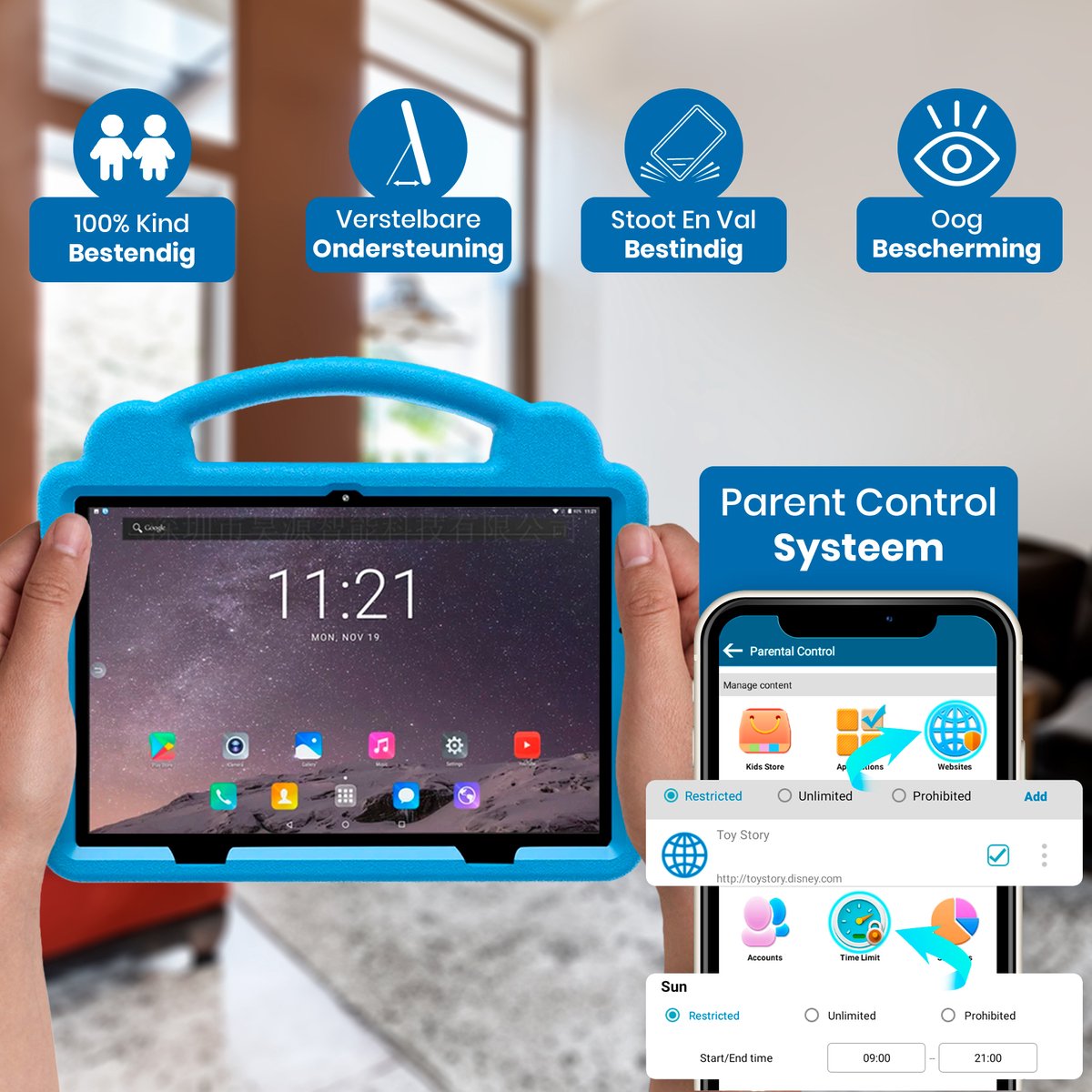 Tablette enfant PRO - 10,1 pouces - Android 12 - 128 Go - 6000 MAH - 3G RAM  - Housse