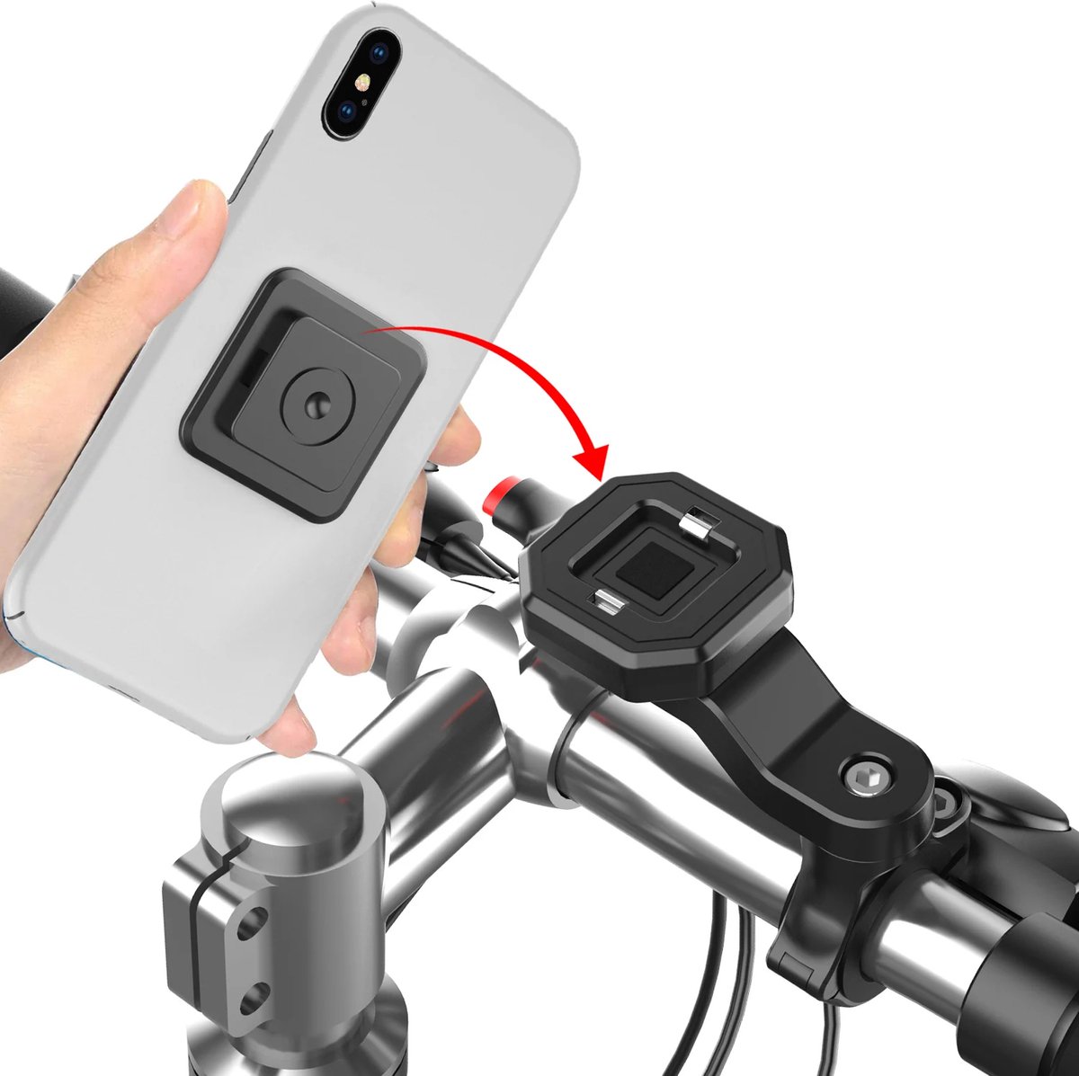 Telefoonhouder fiets magnetisch voor alle merken (iPhone / Samsung)| universele | Magnetische slotbevestiging | magneet | GSM Houder Fiets - 4 tot 6'' Telefoons - Fietshouder
