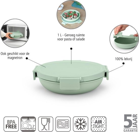 Bol à lunch Brabantia Make & Take - 1 l - Plastique - Vert jade