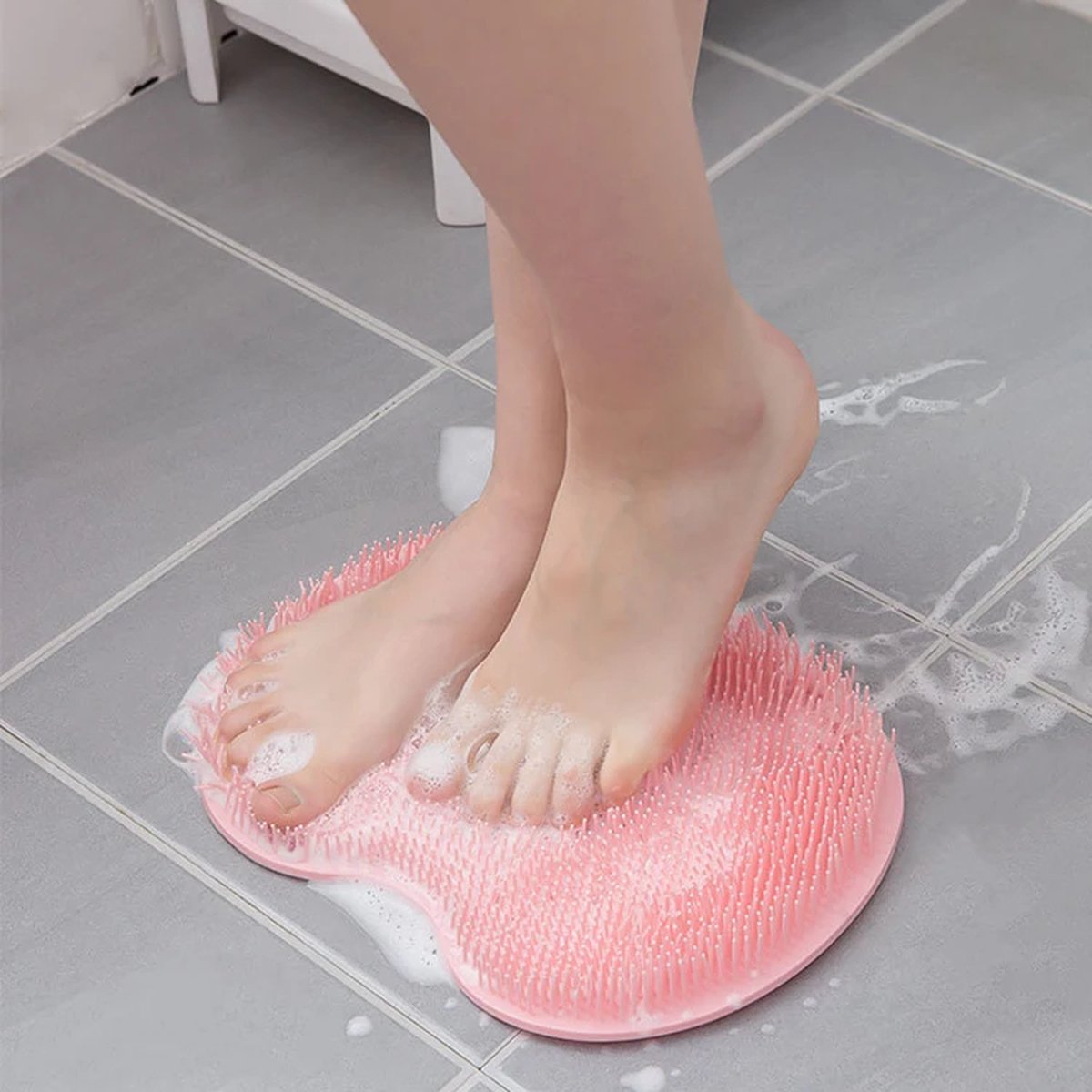 Goedkoopste Without Lemon - Silliconen Voeten Scrubber Mat - Borstel - Massage - Scrub - Douche - Rug - 30x25cm - Roze