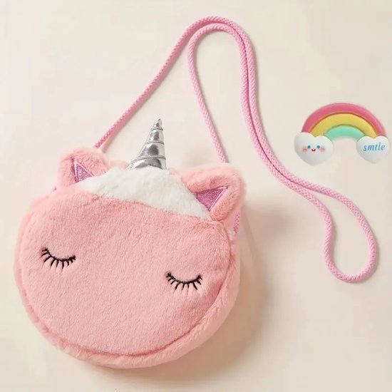 Unicorn tasje / Super fluffy tasje / meisjes tasje / Cadeau / Schoudertasje met rits