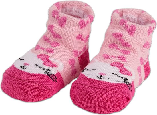 BRUBAKER 4 Paar Babysokken voor Meisjes 0-12 Maanden - Babyshower - Cadeau -Baby Geschenkset voor Pasgeborenen in Geschenkverpakking met Strik - Katten Roze/ Roze — afbeelding 4