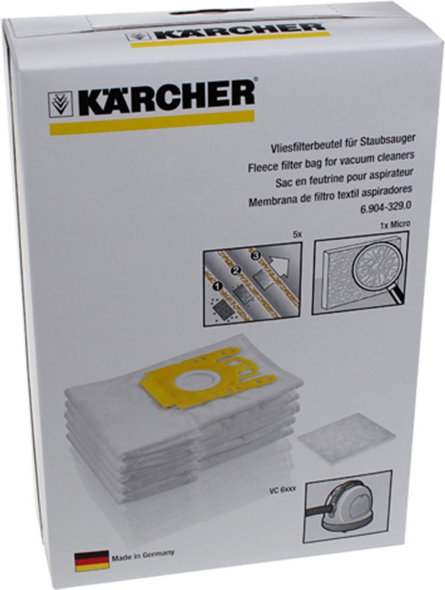 Sacs 6.904-329.0 KARCHER pour VC2 VC6, VC6000 VC6100, VC6200, VC6300